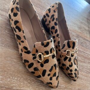 Leopard Print Flats with Gold Detail